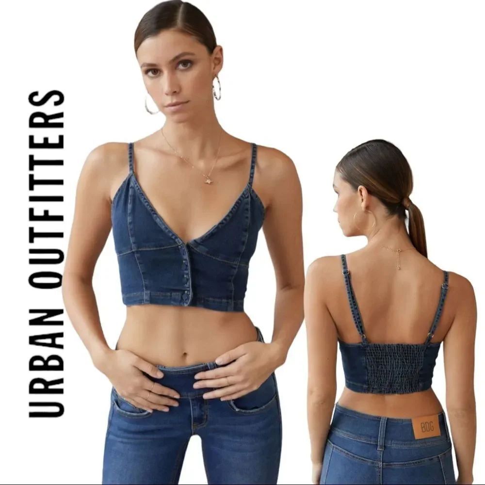NEW Urban Outfitters UO Nate Denim Bustier Top L